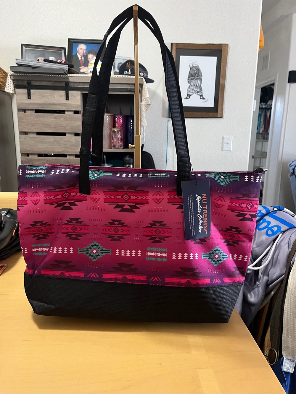 Pink Aztec Pattern Tote Bag